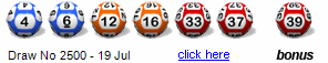 Draw: 2500 - 4,6,12,16,33,37, bonus 39