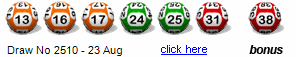 Draw: 2510 - 13,16,17,24,25,31, bonus 38